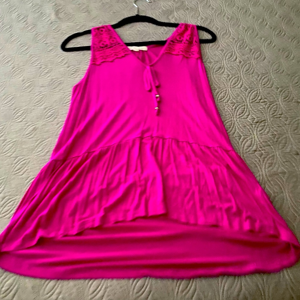 Deep Pink Sleeveless Peasant Top Size Small